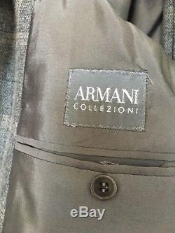 36 R 46 R ARMANI COLLEZIONI Slim-Fit Gray Check Two Button Wool Suit