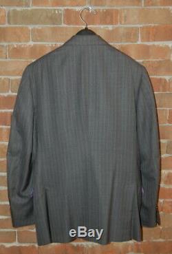 36 S ISAIA Charcoal Grey Stripe Super 150's Aqua Light Slim Fit Suit Base