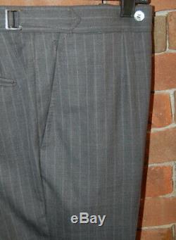 36 S ISAIA Charcoal Grey Stripe Super 150's Aqua Light Slim Fit Suit Base