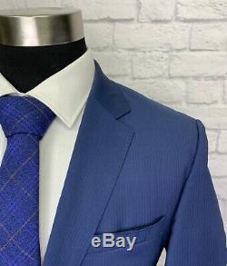$398 HUGO BOSS Mens Blue Stripe Wool Extra Slim Fit Suit Jacket Sport Coat 38R