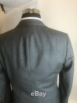 40R Hickey Freeman Slim Fit Gray Birdseye Suit Flat Front 33