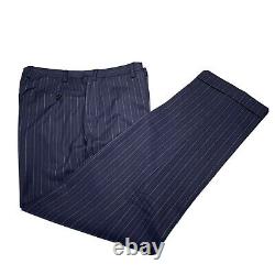 42 L Brooks Brothers 1818 Fitzgerald Navy Blue Stripe Slim Fit Suit Made Italy