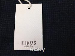 $4495 EIDOS Mens Slim Fit Wool Suit Blue Check JACKET PANTS Italy US 38 R EU 48