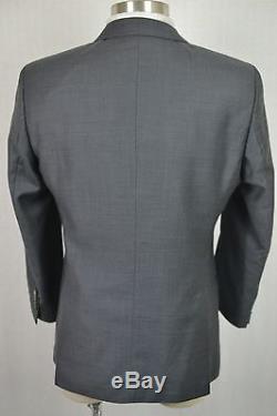(44R) HUGO BOSS Men's Gray Wool MOD SLIM FIT Flat Front 2 Piece Suit (34x29)