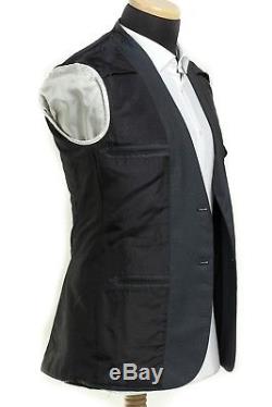 4600$ BRIONI Suit Wool + Silk Dark Blue 2Buttons Flat Front 38 US 48 EU Slim Fit