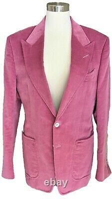 48R Tom Ford Rose Pink Slim Fit Velvet 2pc Tuxedo Dinner Suit with Peak Lapel