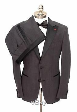 $4K ISAIA Black Washed Linen Silk 2Btn Slim Fit Tuxedo Suit 52 fits 42 / 40 R