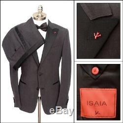 $4K ISAIA Solid Black Washed Linen Silk 2Btn Slim Fit Tuxedo Suit 48 38 R Drop 7
