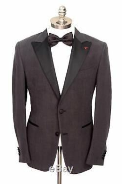 $4K ISAIA Solid Black Washed Linen Silk 2Btn Slim Fit Tuxedo Suit 54 fits 42 R