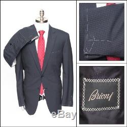 $5995 NWT BRIONI Colosseo Wool Slim Fit Navy Micro Check 2Btn Suit 54 6R 44 R