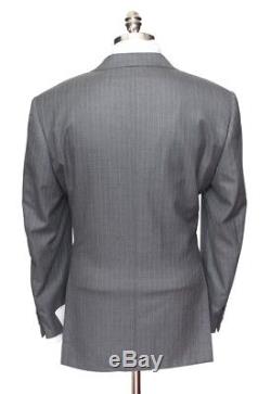 $5995 NWT STEFANO RICCI Super 150's Gray Striped Slim Fit 2Btn Suit 60 6R 50 R