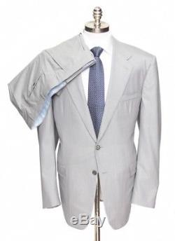$6295 NWT STEFANO RICCI Super 150's Gray Striped Slim Fit 2Btn Suit 60 6R 50 R