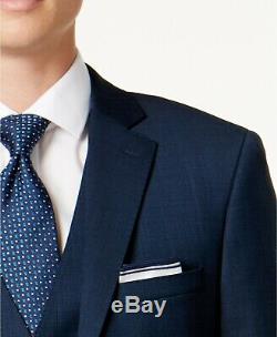 $650 Calvin Klein Men's Slim-Fit Dark Blue Pindot Vested Suit 36S / 33W