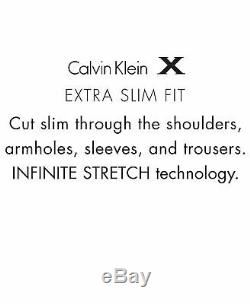 $650 Calvin Klein X-Fit Solid Slim Fit 2 PC Suit 42R / 34 x 32 Light Grey
