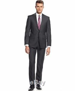 $695 DKNY Slim Fit Gray Textured Two Button Flat Front New Men's Suit Set TS1379