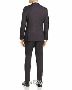 $695 HUGO BOSS Huge Genius Check Slim Fit Suit 38R / 32 x 30 Burgundy