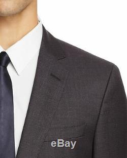 $695 HUGO BOSS Huge Genius Check Slim Fit Suit 38R / 32 x 30 Burgundy