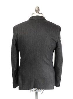 $749 NWT HUGO BOSS Gray Striped Wool Slim Fit Peak Double Breasted Suit 48 38 R