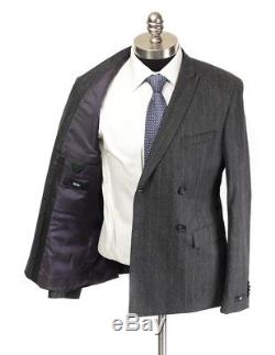 $749 NWT HUGO BOSS Gray Striped Wool Slim Fit Peak Double Breasted Suit 50 40 R
