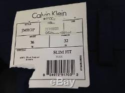 $849 CALVIN KLEIN Men Extreme Slim X Fit Wool Suit Blue 2 PIECE JACKET PANTS 42S