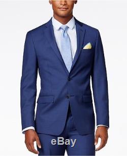 $849 CALVIN KLEIN Men Extreme Slim X Fit Wool Suit Blue 2 PIECE JACKET PANTS 44R
