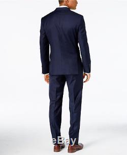 $850 DKNY Mens Extra Slim Fit Wool Suit Navy Blue Solid 2 PIECE JACKET PANTS 38S