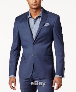 $850 DKNY Mens Slim Fit Wool Suit Blue Textured 2 PIECE JACKET BLAZER PANTS 38 S