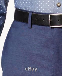 $850 DKNY Mens Slim Fit Wool Suit Blue Textured 2 PIECE JACKET BLAZER PANTS 38 S