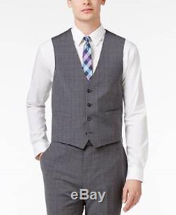 $854 CALVIN KLEIN Mens Slim Fit Wool Suit Gray 3 PIECE JACKET PANTS VEST 42R