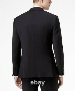 $854 Calvin Klein 38R Mens Black Slim X Fit Wool Suit 2 Piece Solid Jacket Pants