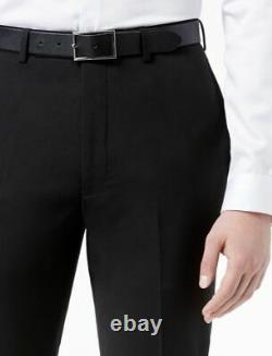 $854 Calvin Klein 38R Mens Black Slim X Fit Wool Suit 2 Piece Solid Jacket Pants