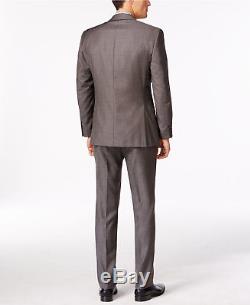 $855 CALVIN KLEIN Mens Slim Fit Wool Suit Gray Pindot 2 PIECE JACKET PANTS 38S
