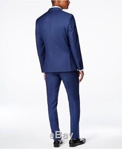 $864 CALVIN KLEIN Men Extreme Slim X Fit Wool Suit Blue 2 PIECE JACKET PANTS 46L