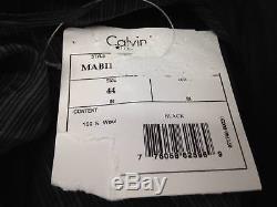 $865 CALVIN KLEIN Mens Slim Fit Wool Suit Black Solid 2 PIECE JACKET PANTS 44R