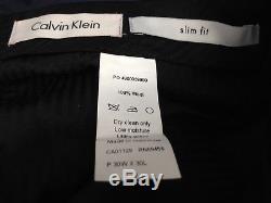 $875 CALVIN KLEIN Mens Slim Fit Wool Suit Blue Solid 2 PIECE JACKET PANTS 38 R