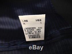 $875 CALVIN KLEIN Mens Slim Fit Wool Suit Blue Stripe 2 PIECE JACKET PANTS 44S
