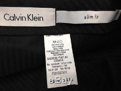 $875 CALVIN KLEIN Mens Slim Fit Wool Suit Blue Stripe 2 PIECE JACKET PANTS 44S