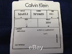 $885 CALVIN KLEIN Mens 2 PIECE Slim Fit WOOL SUIT Blue BLAZER JACKET PANTS 40 R