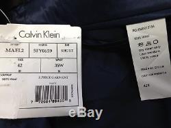 $885 CALVIN KLEIN Mens 2 PIECE Slim Fit WOOL SUIT Blue Pin Dot JACKET PANTS 42 S