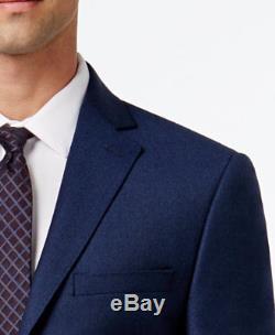 $895 CALVIN KLEIN Mens Extreme Slim Fit Wool Flannel Suit Blue JACKET PANTS 44 R