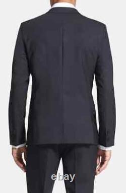 $895 HUGO BOSS Men's Black Slim Fit Aylor Herys Tuxedo 2 PC Suit 44L 37W
