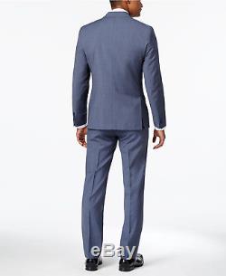 $900 CALVIN KLEIN Men Extra Slim Fit Wool Suit Blue 3 PIECE JACKET PANT VEST 46L