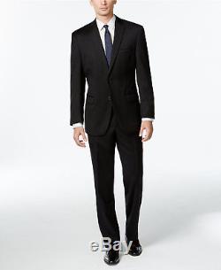 $900 CALVIN KLEIN Mens Slim Fit Wool Suit Black Solid 2 PIECE JACKET PANTS 38 R