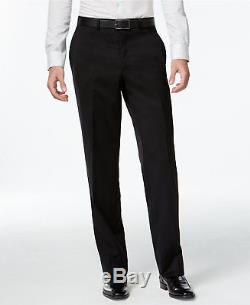 $900 CALVIN KLEIN Mens Slim Fit Wool Suit Black Solid 2 PIECE JACKET PANTS 38 R