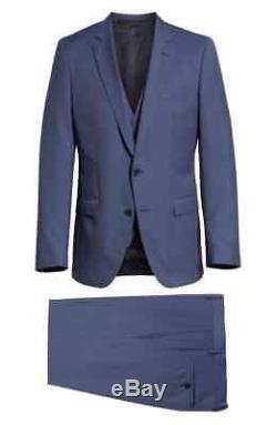 $995 Hugo Boss Huge6/Genius5 Slim Fit Solid 3 PC Vested Wool Suit 42L 35 x 33