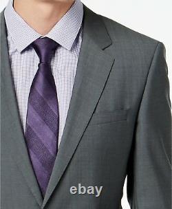$995 Hugo Boss Men'S Slim Fit Wool Suit Gray Solid Jacket Sport Coat Blazer 38s