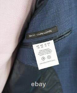 $995 SAKS FIFTH AVENUE Tonal Blue Check Plaid 2-Button Trim Fit Suit 40R