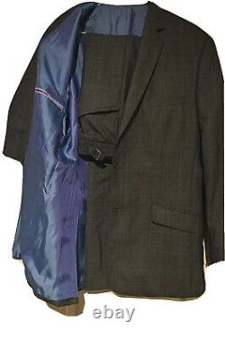 Adam Shener London Smart Slim Fit Grey Check Business Suit Uk 40 Eu 50