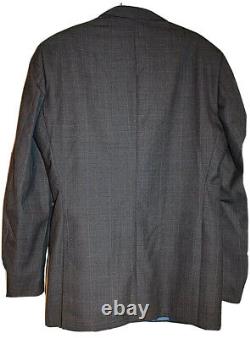 Adam Shener London Smart Slim Fit Grey Check Business Suit Uk 40 Eu 50