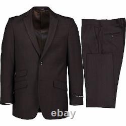 Alberto Cardinali Men's Brown Windowpane Check 2 Button Slim Fit Suit NEW